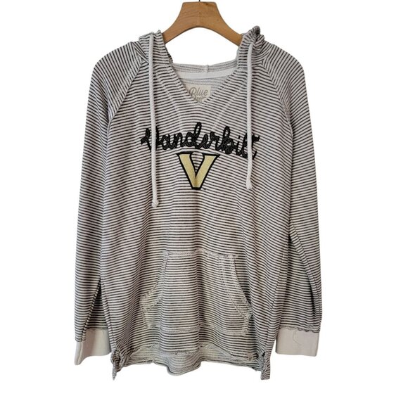 Blue 84 Hoodie Unisex Sz M Vanderbilt University Pullover Gray Raw Hem Kangaroo - Picture 1 of 9
